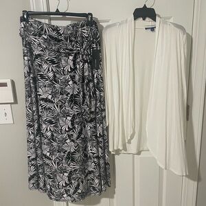 Robert Louis Black and White Smocked Wrap Maxi Skirt with xl apt 9 cardigan